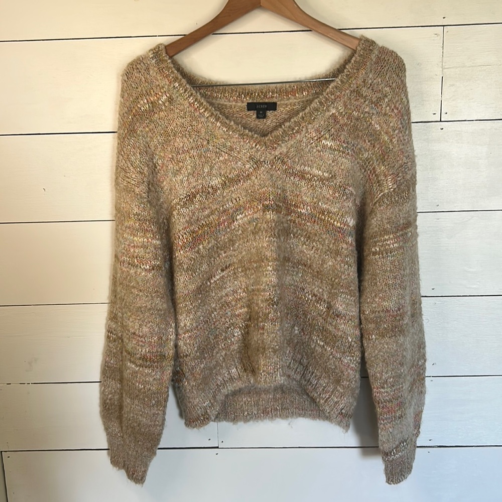 JCrew Beige Rainbow Women’s Oversized V-neck Sweater
